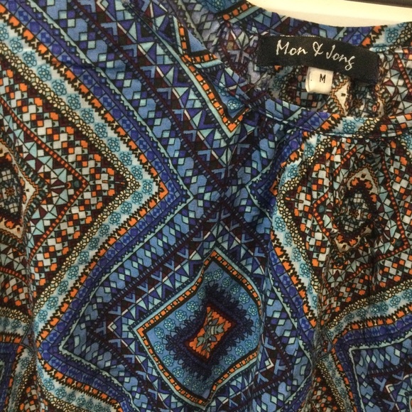 Geometric Pattern Blue Dress - Picture 4 of 6